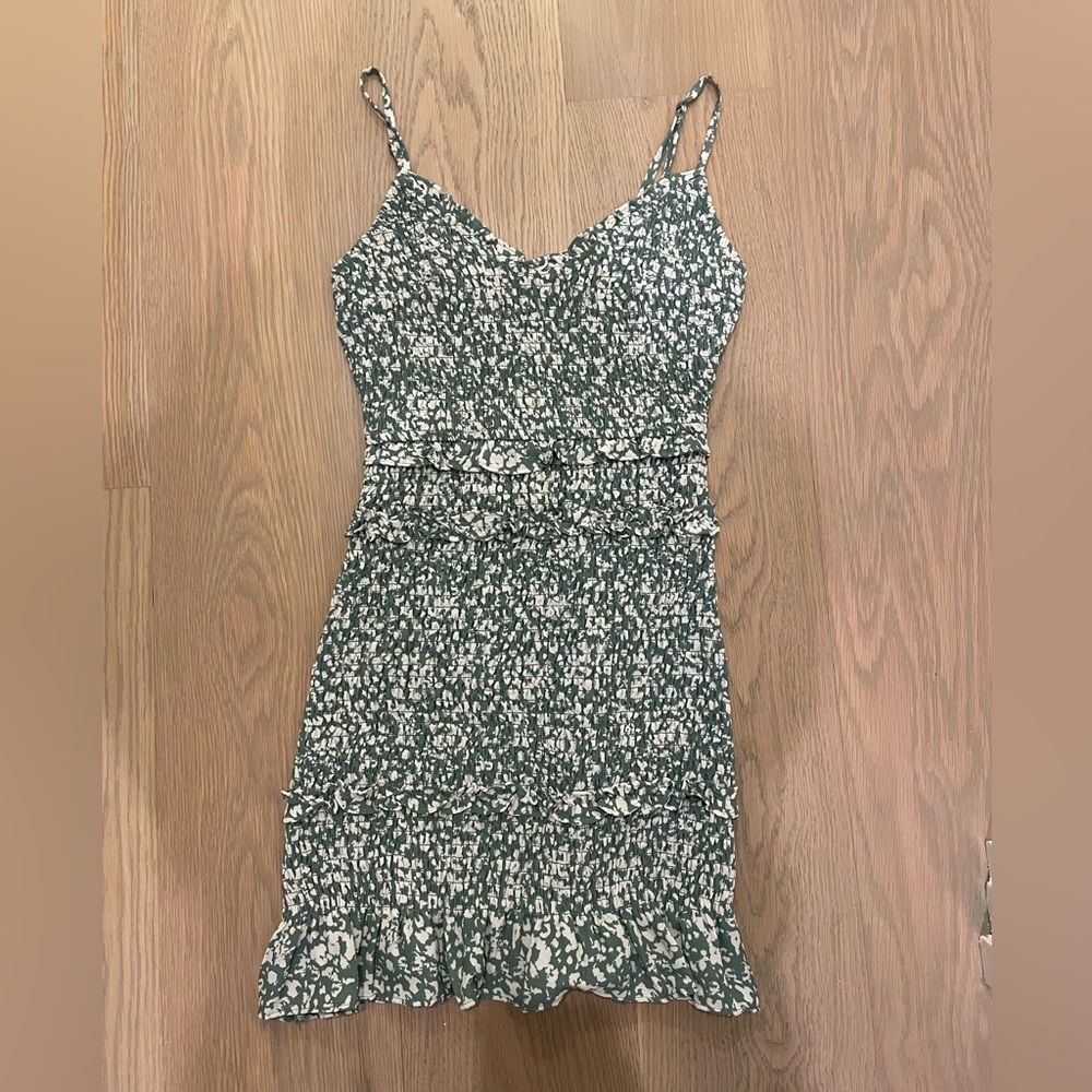 Abercrombie Green/White Smocked Mini Dress - size xs